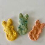 3 peeps easter dog treats lay on the counter