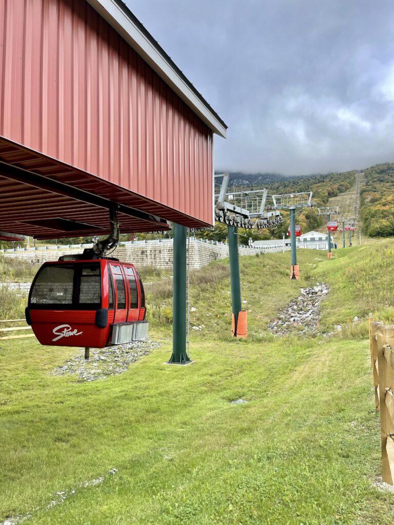 a gondola at Mansfield gondola at Stowe mountain resort in Vermont